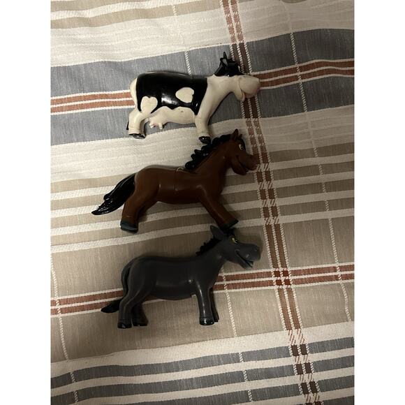 VTG lot Of 3 Ja-Ru Farm Animal Toys Donkey Cow Horse Rubber Figure 6” - Picture 1 of 2